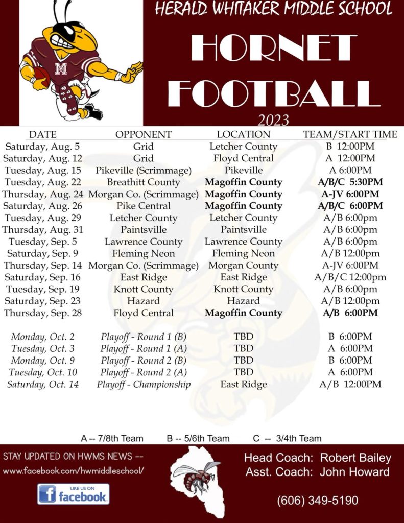 Magoffin County HWMS 2023 Football Schedule