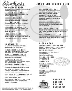 The Farmhouse Diner Salyersville KY Menu